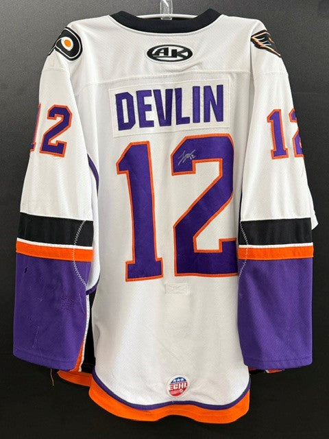 #12 DEVLIN - Authentic Game Worn White Jersey