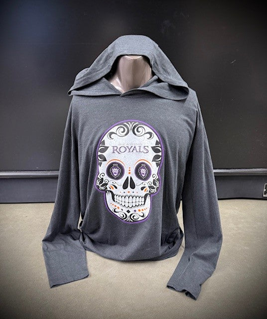 T-shirt - Hooded L/S - Sugar Skull - Black Frost