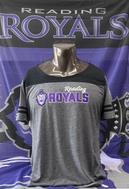 Ladies Black and Gray Scoop Neck t-shirt